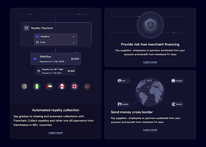 Franchain Landing Page Micro-Interactions Design
