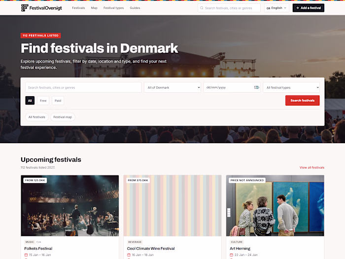 FestivalOversigt - Festival Discovery Web