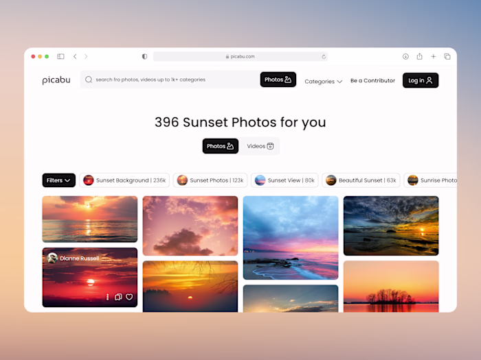 Picabu Stock Image Site UI