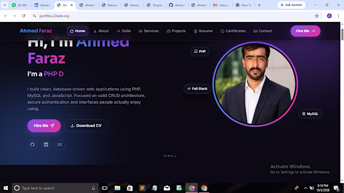 A professional personal portfolio website