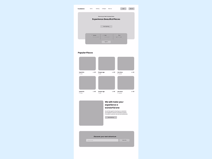 Travel Website Landing Page Design