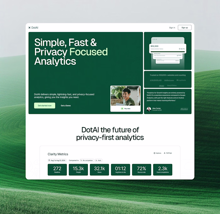 DotAI: Landing page design for an AI platform