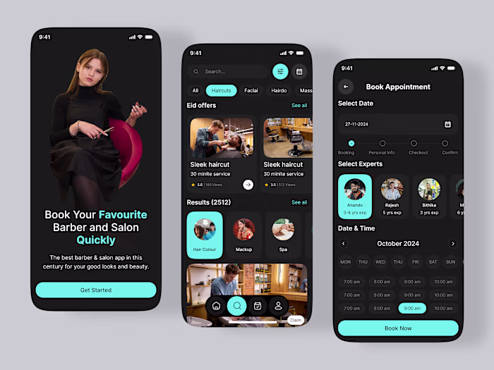 Here is my Barber & Salon Booking App UI Redesign Feel free ...