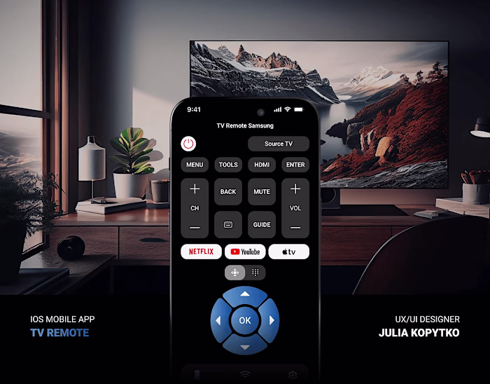 TV Remote - iOS Mobile app - UX/UI design