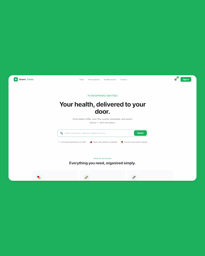 Landing Page Design for Pharmacy using Framer
