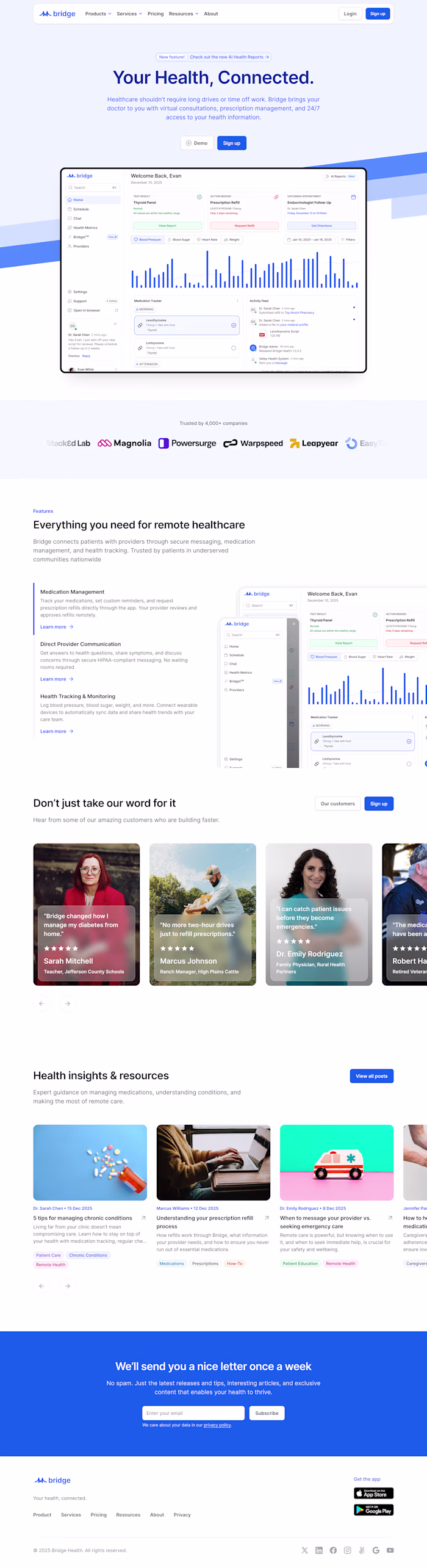 Med-tech landing page