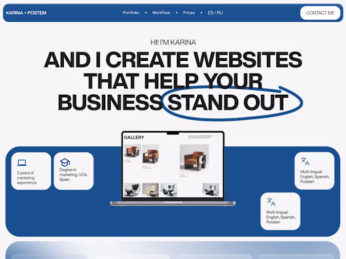 A website portfolio for a web designer
