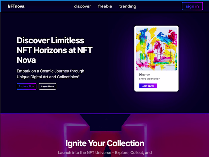 NFTnova website design  |  FRAMER  | Interactive