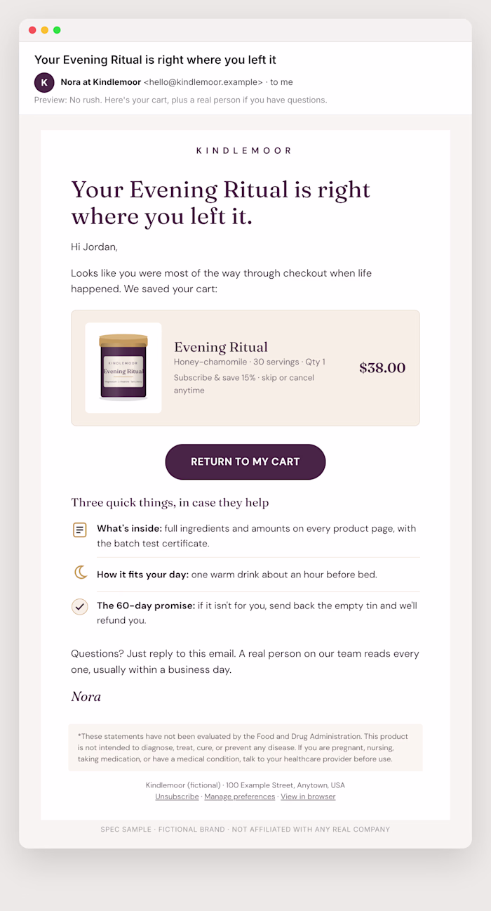 Spec Abandoned Checkout Flow (3 emails)