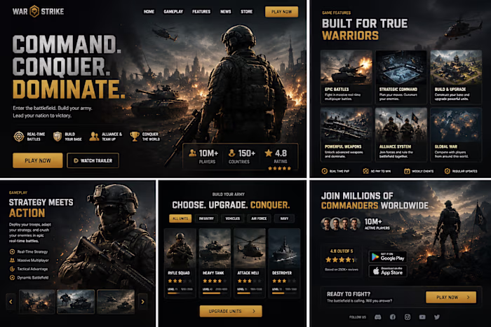Landing page for game ui