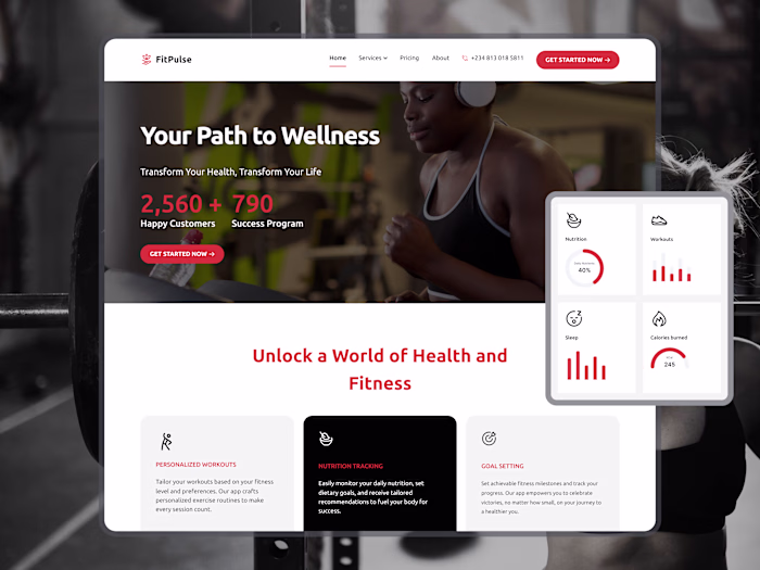 Health & Fitness App Responsive Landing Page Design