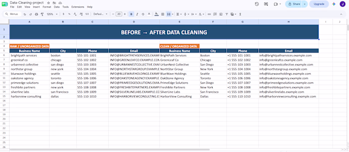 Excel Data Cleaning & Formatting