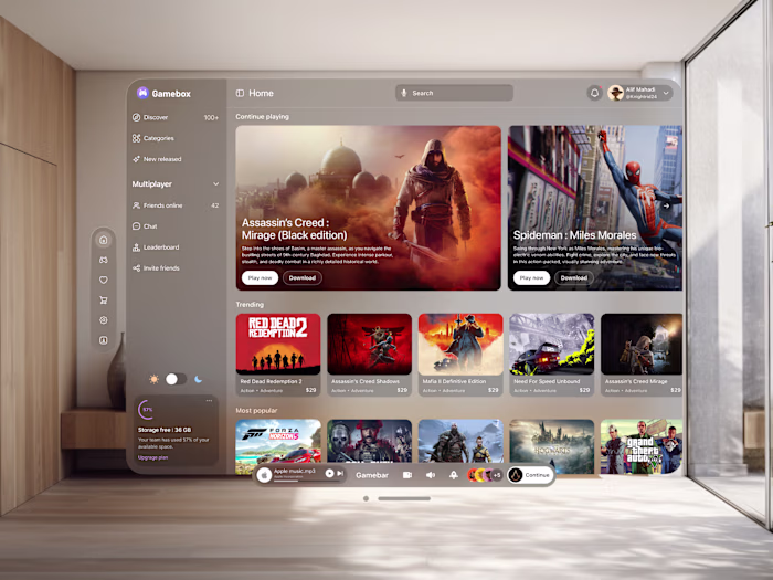 Spatial UI - Gaming Platform