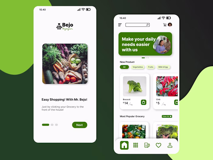 Mobile App Design – Grocery Shopping with Mr. Bejo