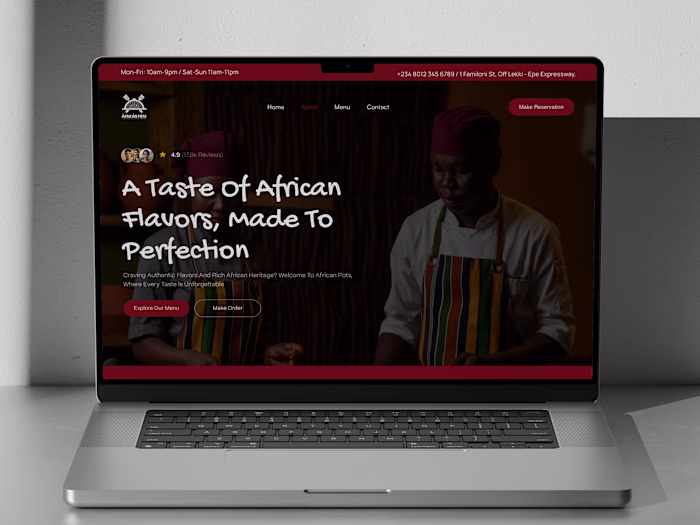Restaurant Website for The African Pots