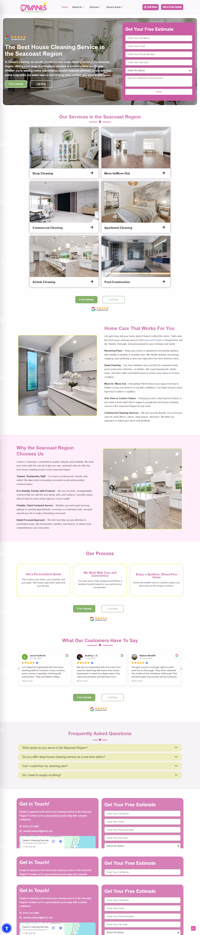 Cavani's Cleaning Website Development