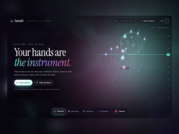 Handel: play music in the air with your webcam (my own product)