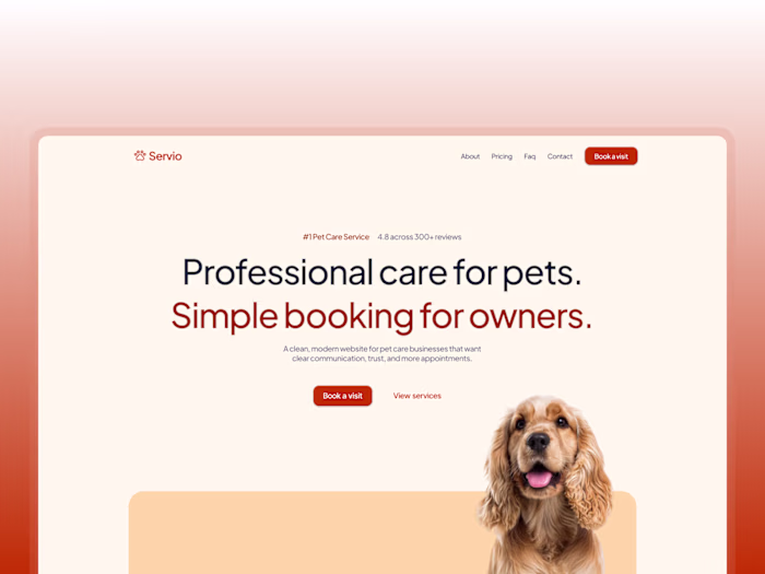 Hero concept for pet care website