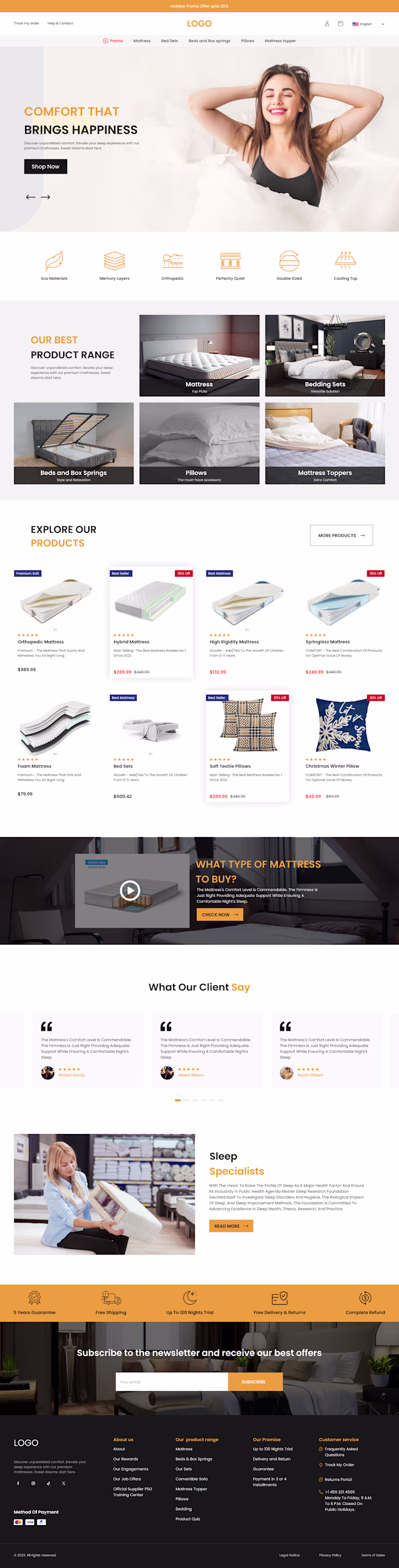 Mattress Website Design