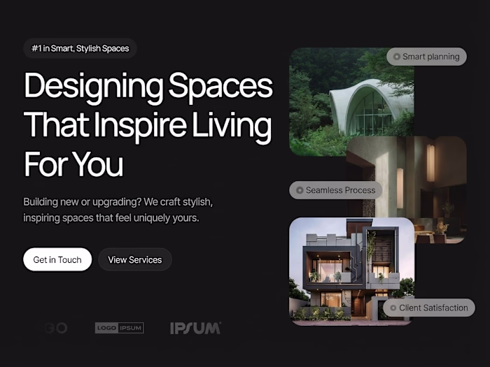 WIP (hero section) website for an interior design company