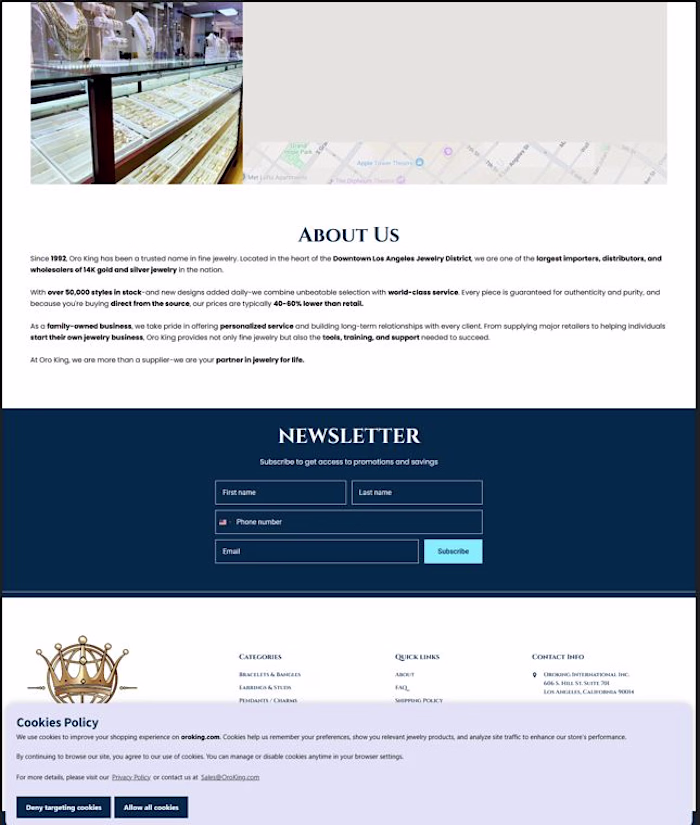 E-Commerce Website Design & Development for OroKing Jewelry