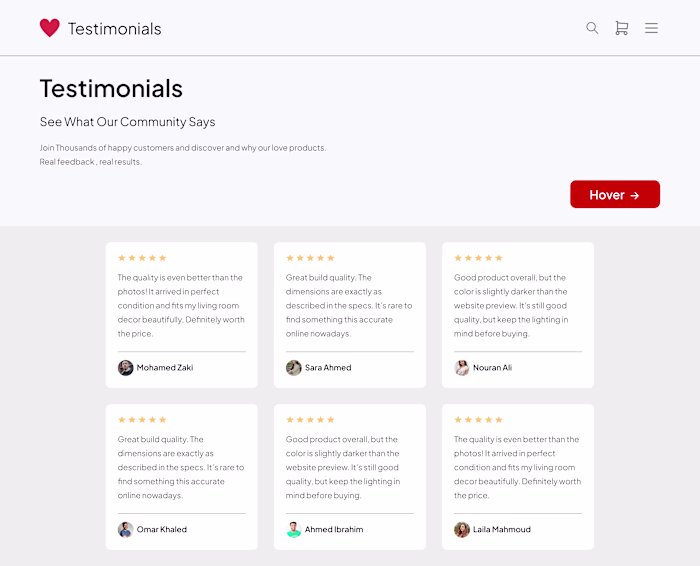 Product Review Component – E-commerce UI Design