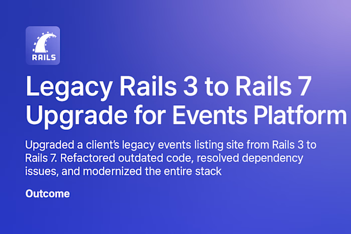 Legacy Rails 3 to Rails 7 Upgrade for Events Platform