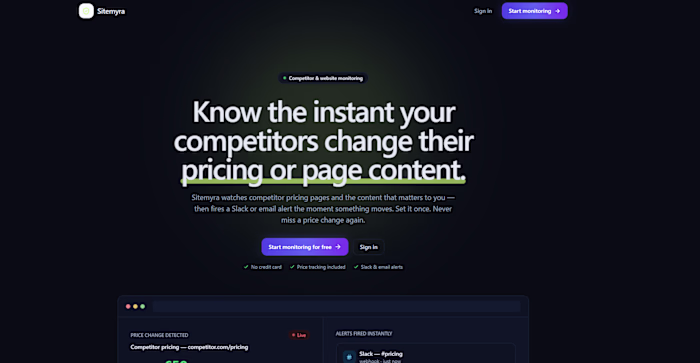 My Saas project monitoring websites and get noted for change...