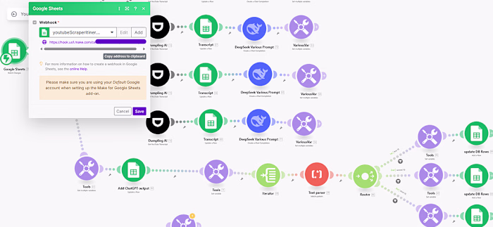 AI-powered YouTube to Google sheets Automation System