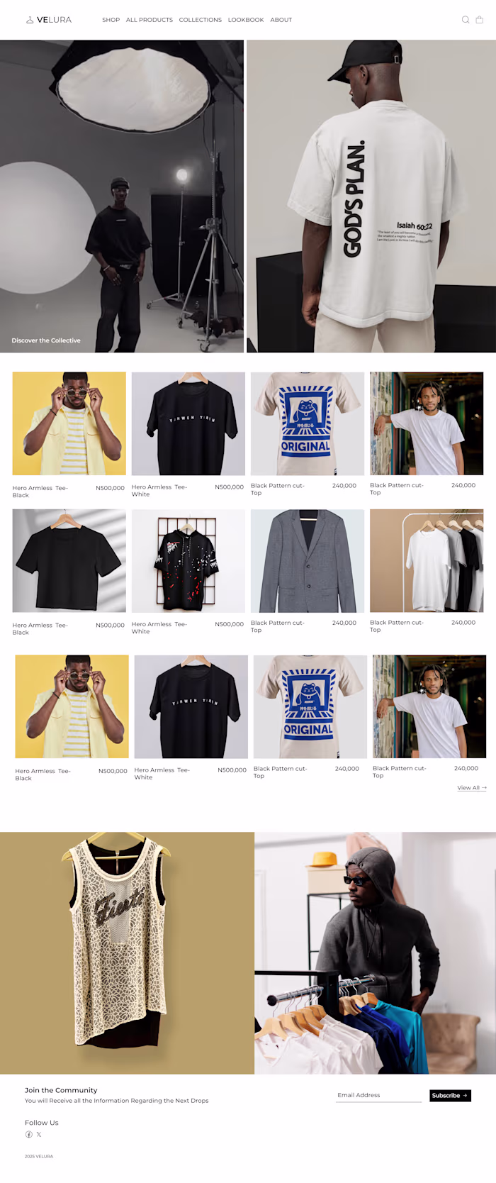 VELURA [Cloth Brand Webite Design ] Landing Page.