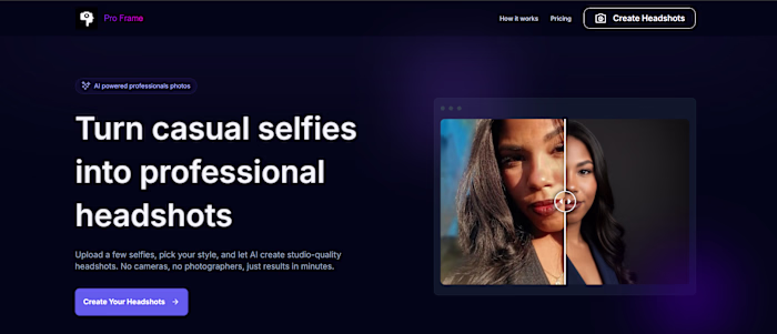 With Pro Frame you can turn casual selfies in studio quality...