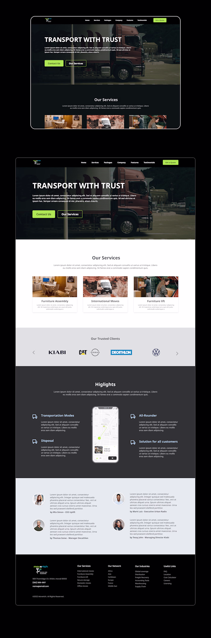 Landing page website UI/UX design