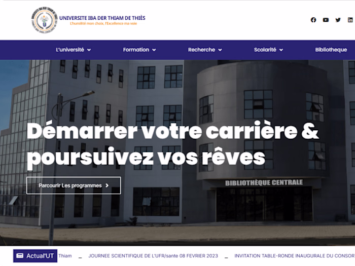 Educative website for University Iba Der Thiam of thies