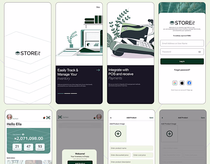 My very first CASE STUDY and UI/UX design (STOREit) on Behance