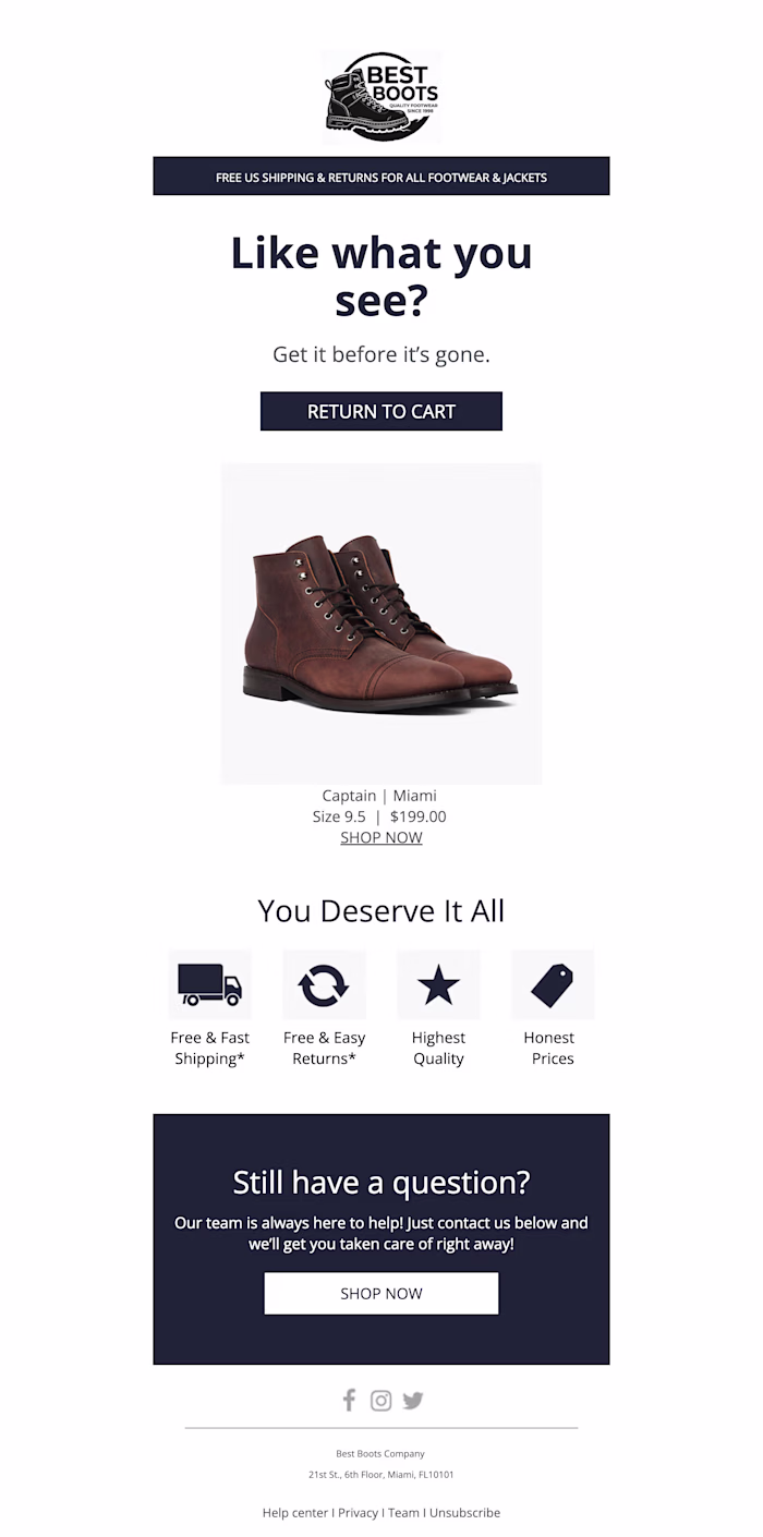 Abandoned Cart Email