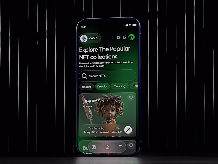 NFT Art App – Splash Screen & Menu UI Design