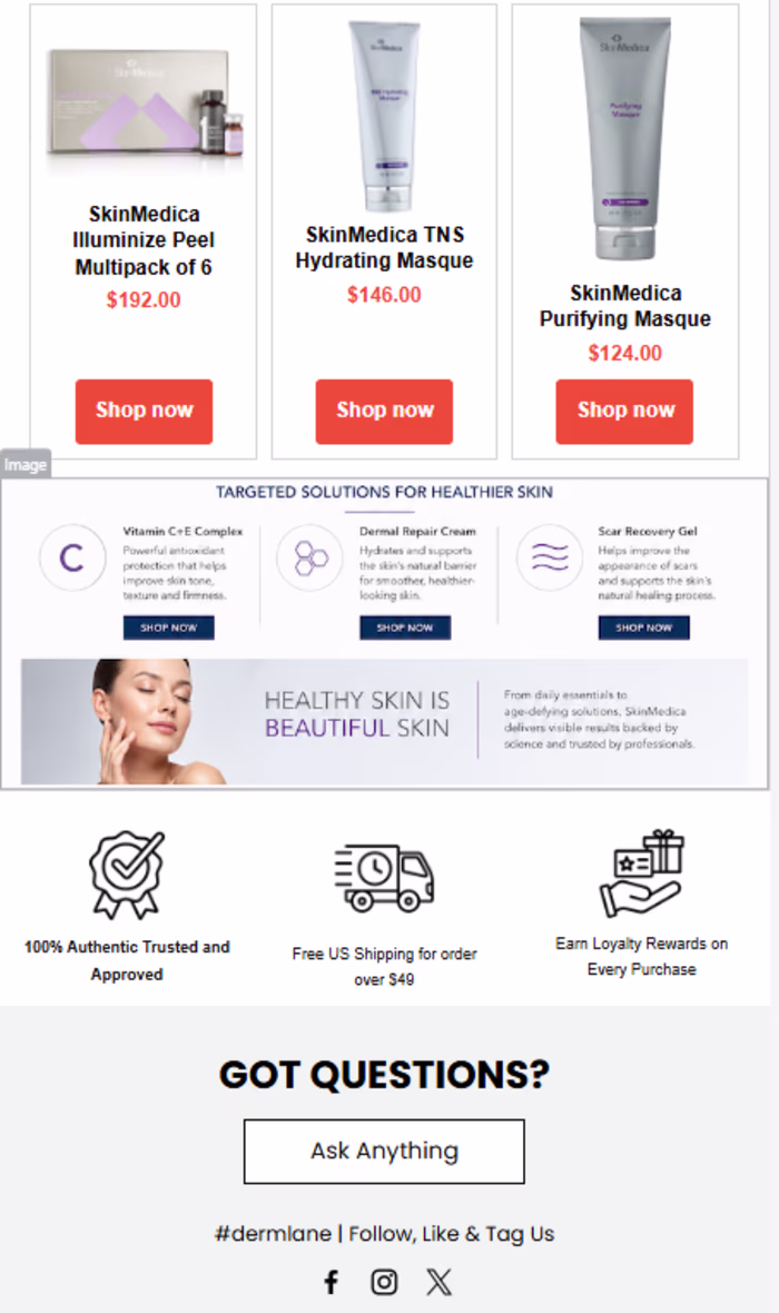 SkinMedica Email Campaign — Klaviyo