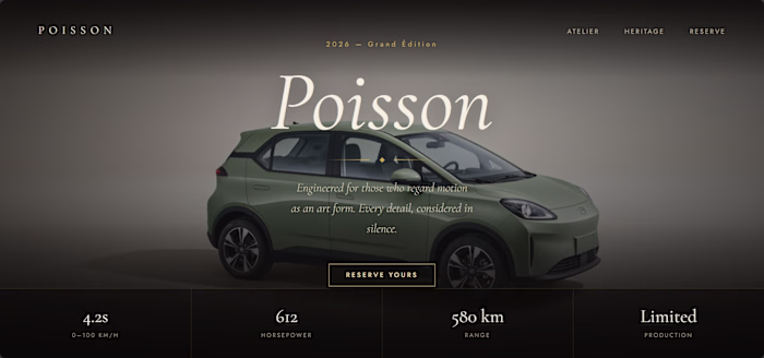 Minimalist automotive web design concept