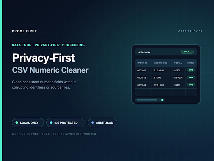 Privacy-First CSV Numeric Cleaner
