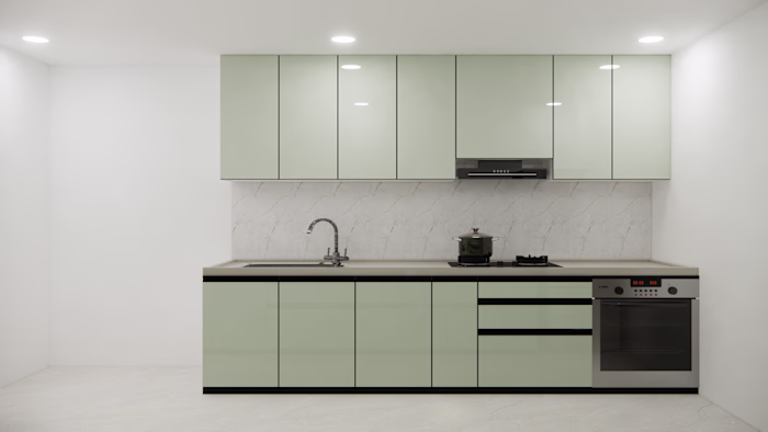 Aqrylic Modular Kitchen Design 3 D Architectural Visualization