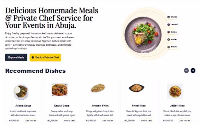 STEEZEPOT – FOOD DELIVERY & CATERING WEB APP