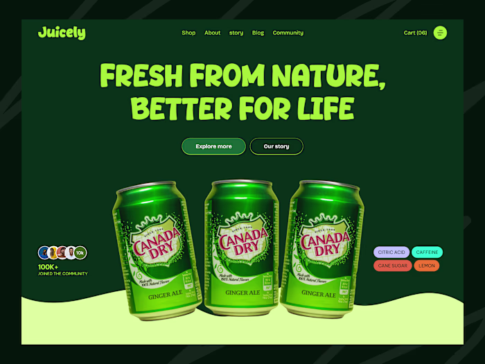 Fresh Beverage Landing Page | Ecommerce UI Design
