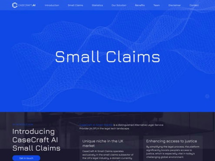 Website for a legal AI platform for document preparation