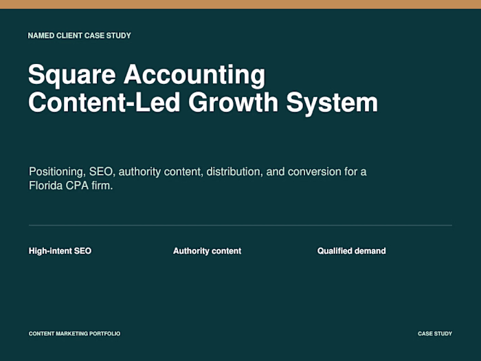 I developed Square Accounting's content-led