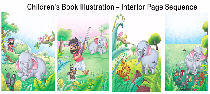 A sequence of illustrations created