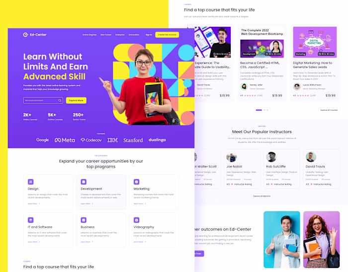 Ed-Center E-Learning Website Design