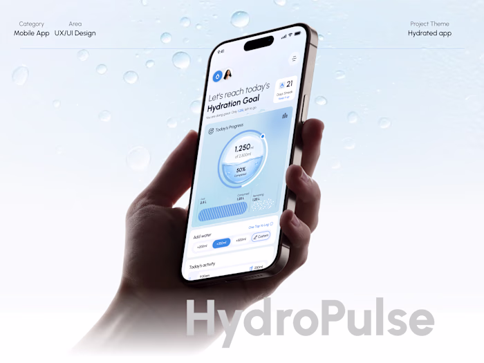 Hydro Pulse - A smart Hydration Tracking App Design in Figma
