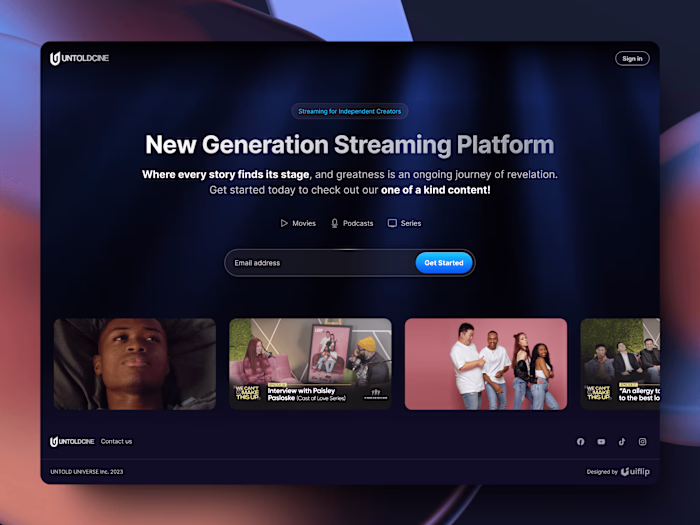 Untoldcine - Landing Page Design