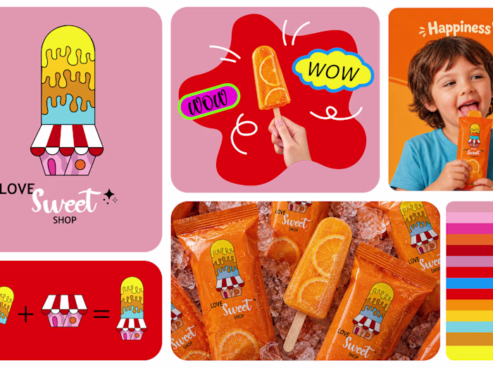 Logo and Brand Identity Design Love Sweet Shop { Ice cream }