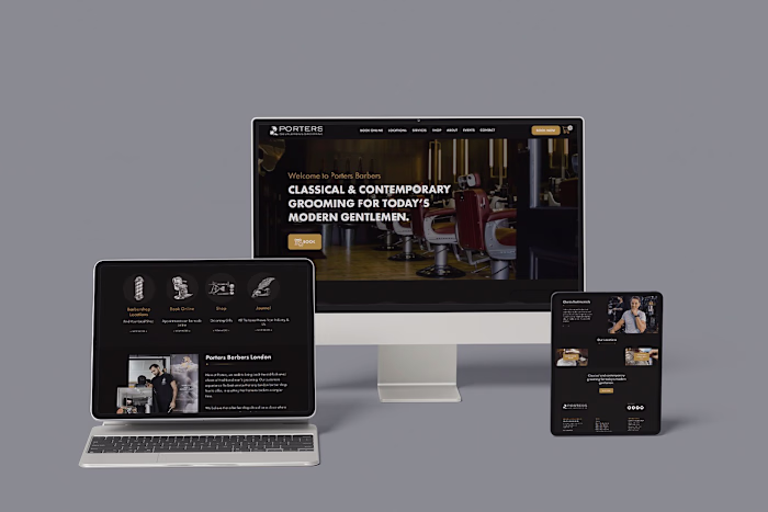 Porters Barbers Responsive Website Design